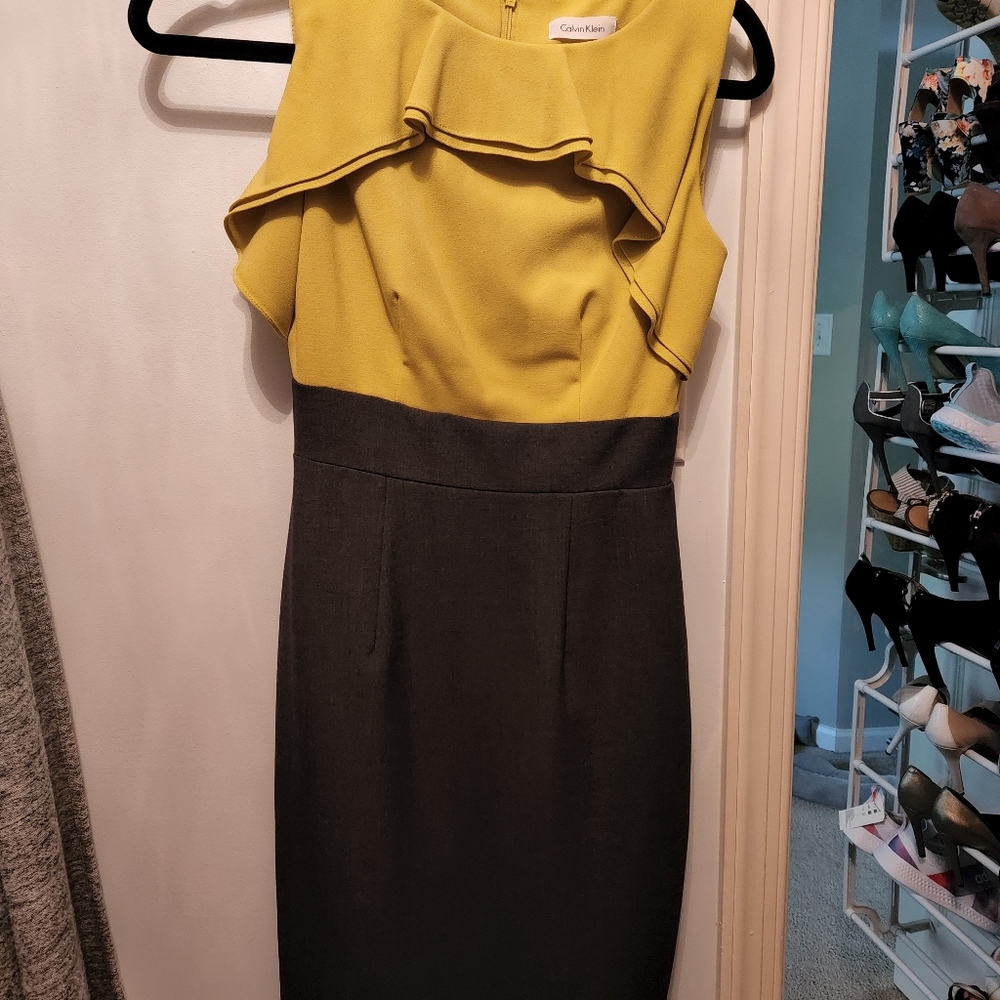 Calvin Klein Green and Grey office dress